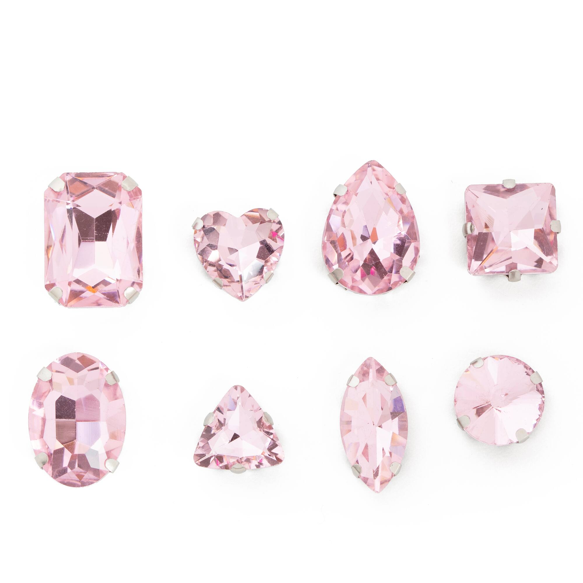 CousinDIY Silver Light Rose Glass Sew-On Rhinestones, 40ct.